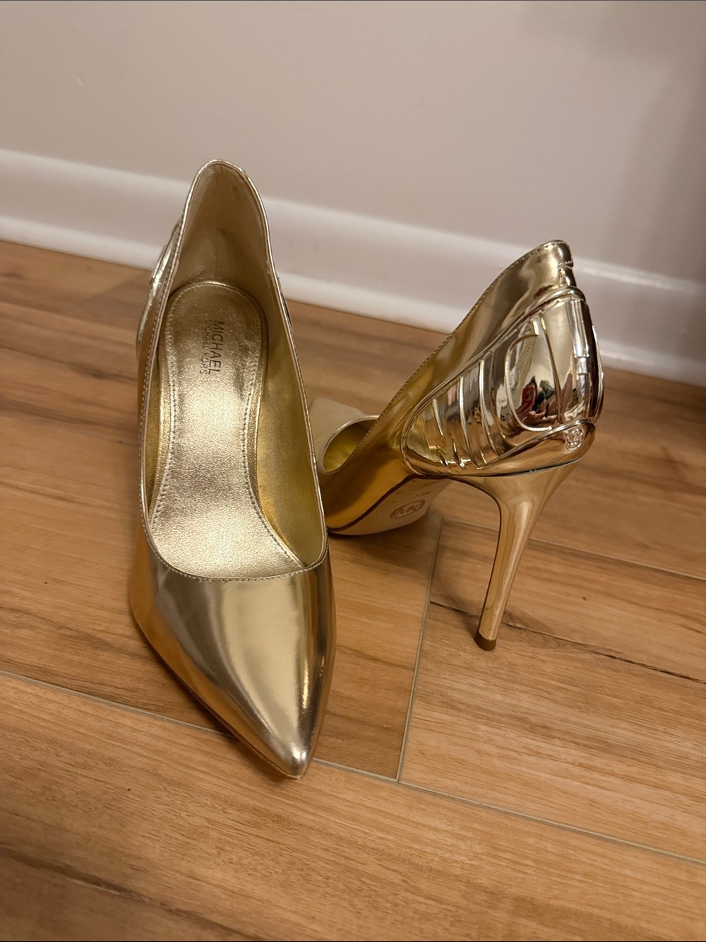 #318. Michael Kors Metallic Gold Pointed Stiletto Heels